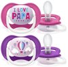 זוג מוצצי סיליקון לבנות 6-18 חודשים Avent Ultra Soft - עיצוב שמח/כדור פורח