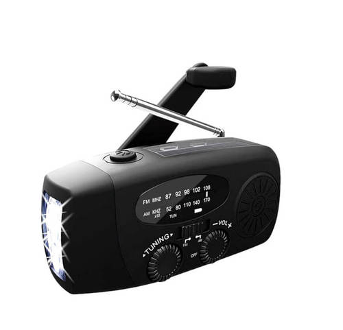 מיני רדיו MP3/FM נייד - נטען USB עם פנס - שחור