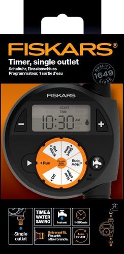 מחשב השקיה Fiskars 1054791 עם יציאה אחת, לכל גדלי הברז הסטנדרטיים