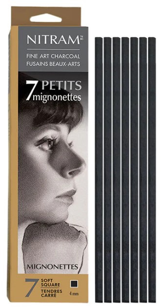 פחם טבעי איכותי mignonettes מבית ניטרם , 7 מקלות מרובעים פחם בגודל 4 מ"מ