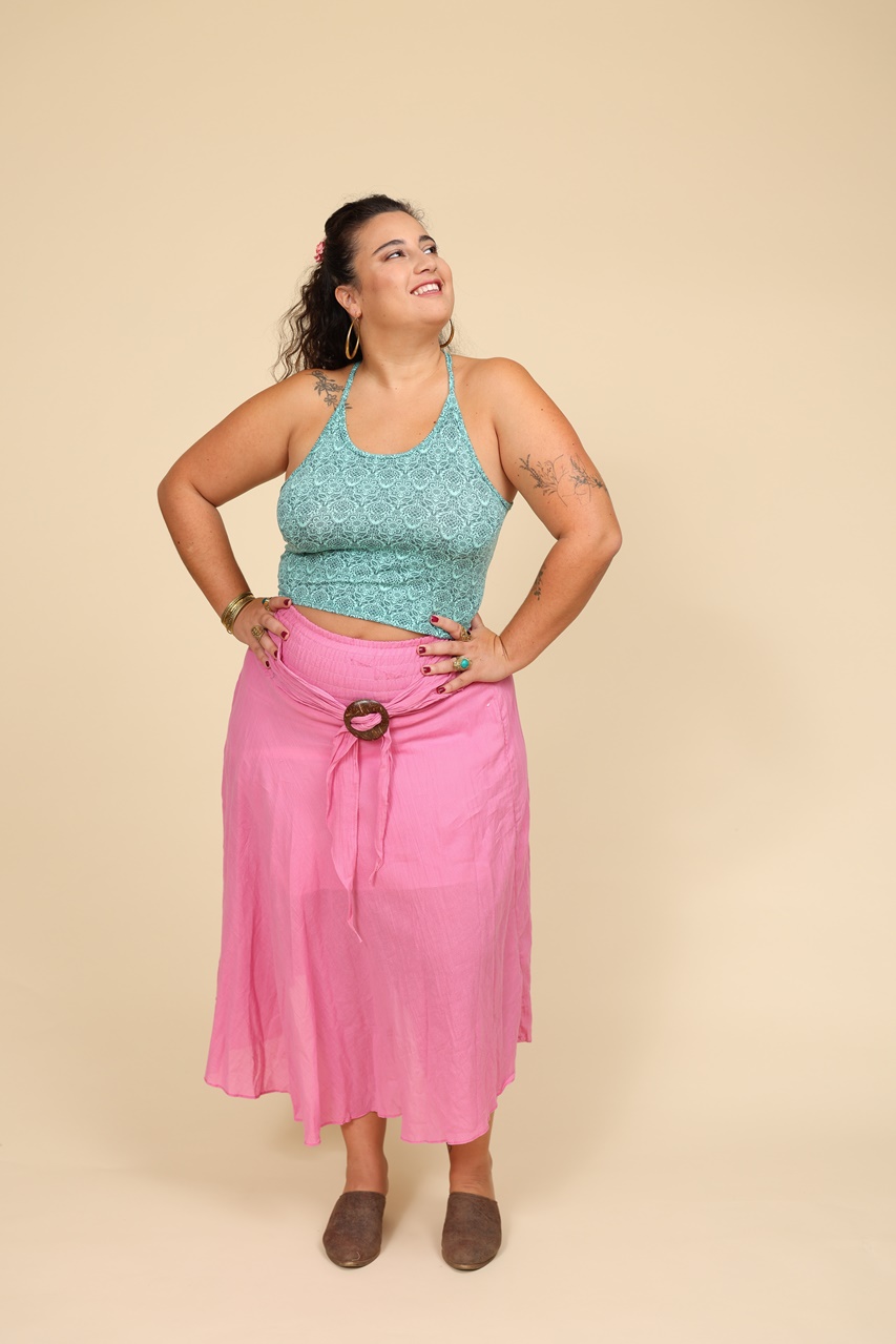 חצאית קלוש בצבעים חלקים plus size
