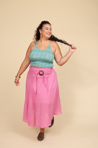 חצאית קלוש בצבעים חלקים plus size
