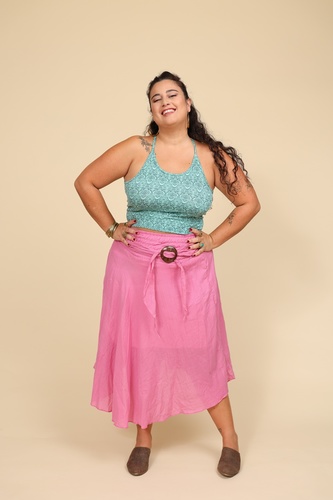 חצאית קלוש בצבעים חלקים plus size