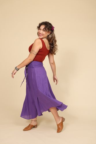 חצאית קלוש בצבעים חלקים plus size