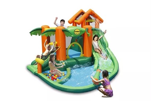 מתקן קפיצה מתנפח רטוב עם מים טרופיקל - Happy Hop דגם 9364