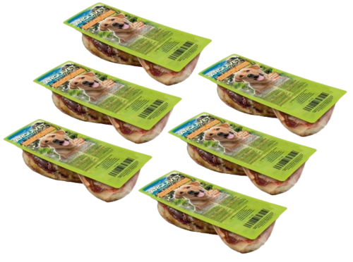 6 יח' במבצע!! 2 חצאי עצם חזיר טבעית לכלבים בגודל בינוני עד גדול - 320X6 גרם