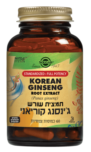תמצית שורש ג'ינסנג קוריאני סולגאר 60 כמוסות - Solgar Korean Ginseng Root Extract