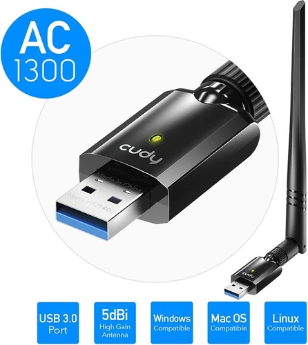 כרטיס רשת אלחוטי עם אנטנה  CUDY AC1300 WU1400 400Mbps/867Mbps