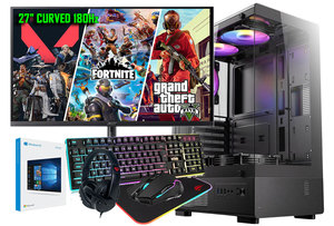 מערכת מחשב גיימינג מושלמת SOLID GAMER כוללת מסך גיימינג AOC 180HZ "27 ערכת אביזרים משלימה מוארת RGB ומערכת הפעלה WINDOWS 10 64BIT