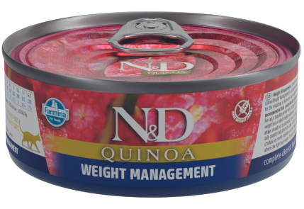 N&D Weight Management Quinoa Functional Feline - מזון רטוב לחתולים לשמירה על המשקל 80 גרם מבצע 10% הנחה בקניית 10 יח