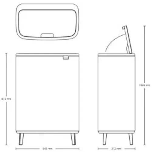 פח טאצ הפרדה ברבנטיה למטבח 60 ליטר - Brabantia שחור פח הפרדה מתוך קולקציית פחי אשפה למטבח (מבט נוסף) - עשוי מחומרים עמידים בפני לחות וחלודה לאורך