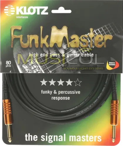 כבל גיטרה ובס באורך 3 מטר FunkMaster