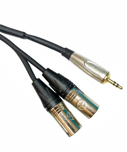 כבל סטריאו מקצועי 2XLR - PL3.5 באורך 1 מטר