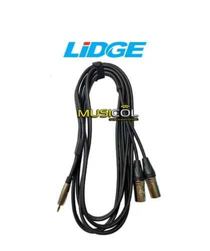 כבל סטריאו מקצועי 2XLR - PL3.5 באורך 1 מטר