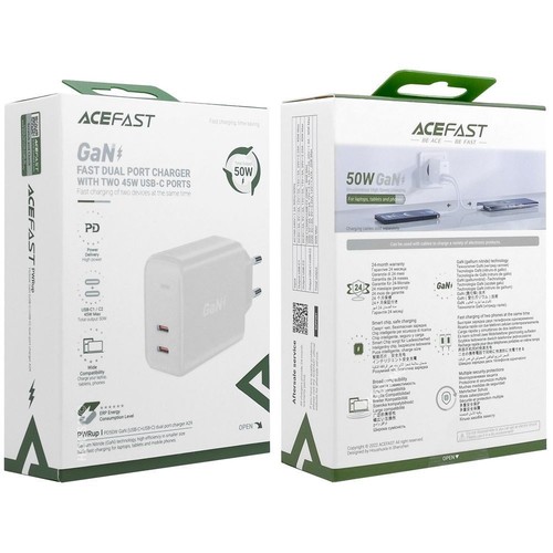 Acefast A29 PD50W GaN (USB-C+USB-C) dual port charger
