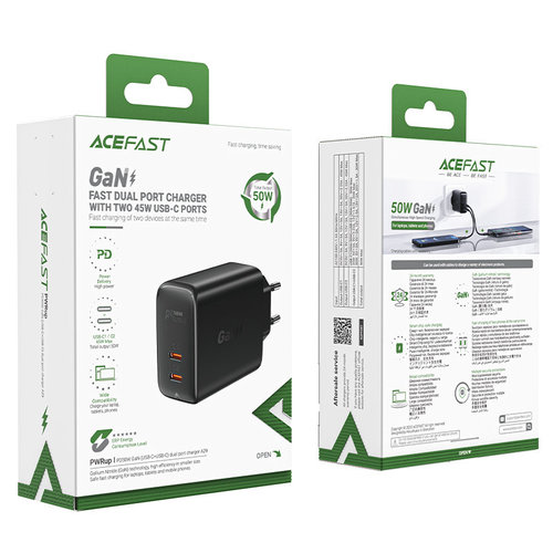 Acefast A29 PD50W GaN (USB-C+USB-C) dual port charger