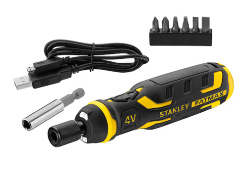 מברג חשמלי נטען 4V+מטען + 6ביטים כולל מאריך ומתאם STANLEY