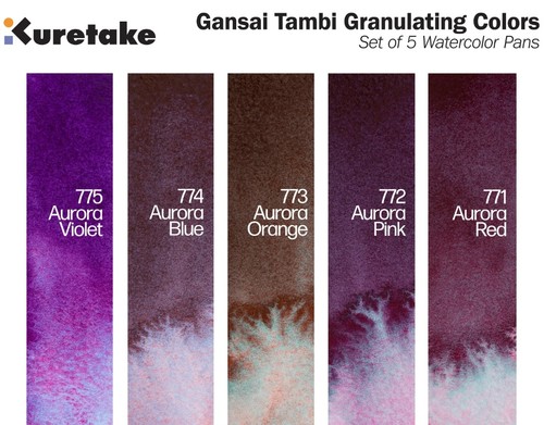 חדש! סט 5 צבעי מים בגוונים משולבים GANSAI TAMBI GRANULATING COLORS