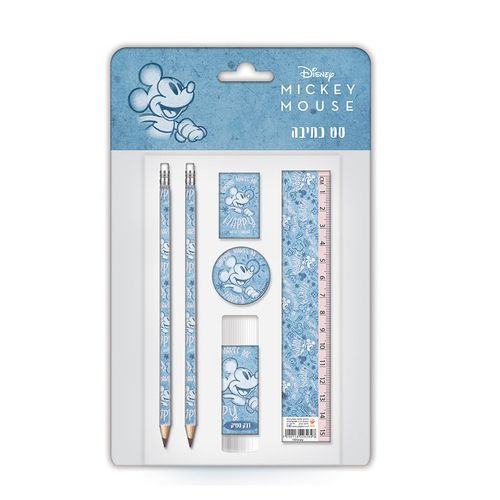 מארז תלמיד עם 6 אביזרים עפרונות, מחק, סרגל ועוד - מיקי מאוס