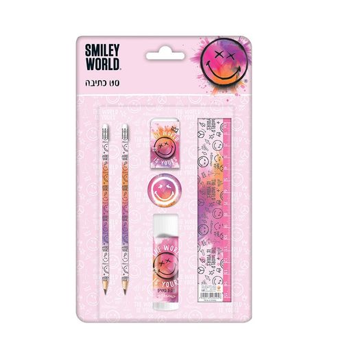 מארז תלמיד עם 6 אביזרים עפרונות, מחק, סרגל ועוד - סמיילי