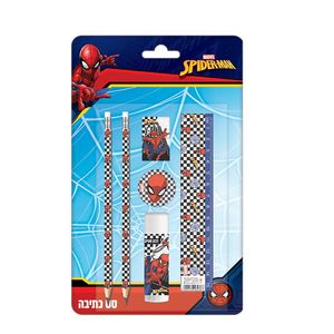 מארז תלמיד עם 6 אביזרים עפרונות, מחק, סרגל ועוד - ספיידרמן