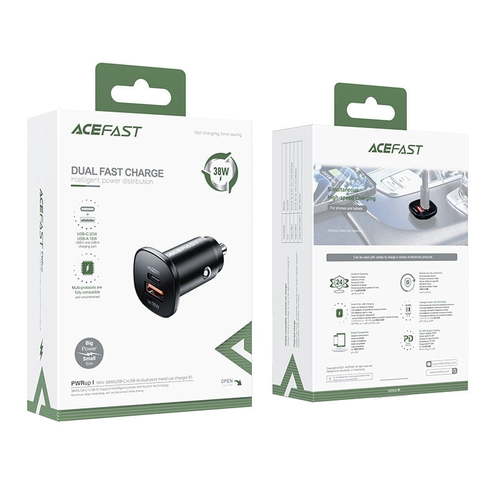 Acefast B1 mini 38W(USB-C+USB-A) dual-port metal car charger