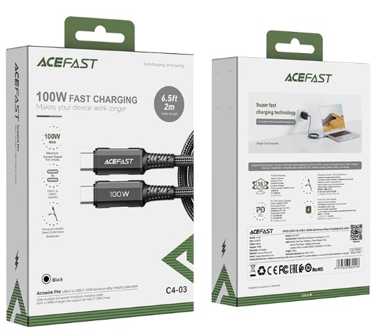 Acefast C4-03 100W Fast charging C To C 2M כבל