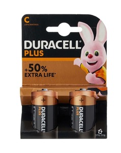 זוג סוללות C לא נטענות Duracell EXTRA LIFE
