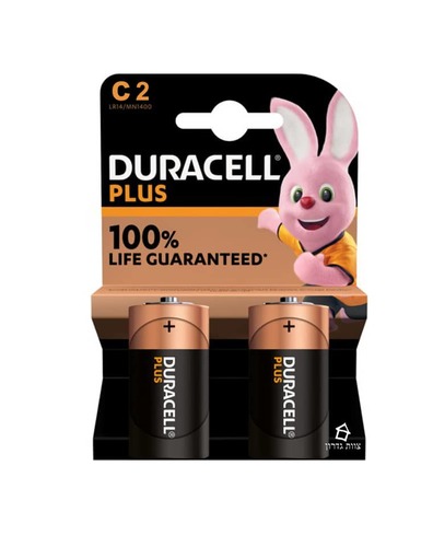 זוג סוללות C לא נטענות Duracell LIFE GUARANTEED 