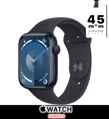 שעון חכם Apple Watch Series 9 45mm Aluminum Case Rubber Sport Band GPS אפל