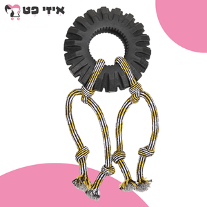 פופוס צעצוע צמיג לעיסה חזק L עם חבל לכלב FOFOS