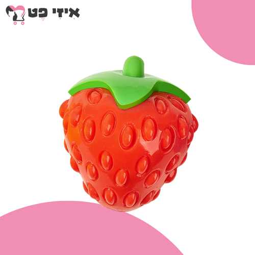 פופוס צעצוע גומי קשיח בצורת תות עם צפצפה לכלב FOFOS
