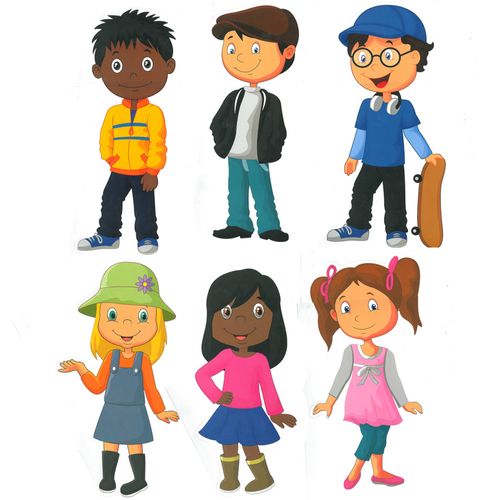 6 דמויות ילדים גדולות להמחשה- גן לי