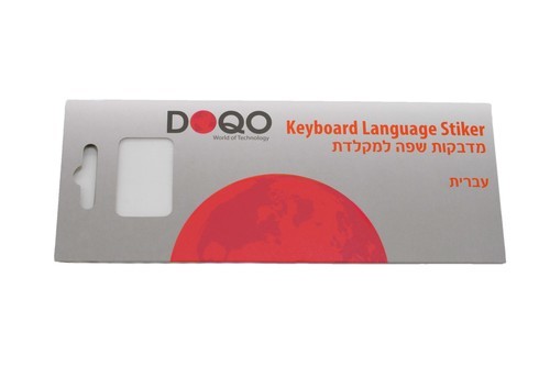 מדבקות למקלדת שקופות עברית בצבע לבן DOQO