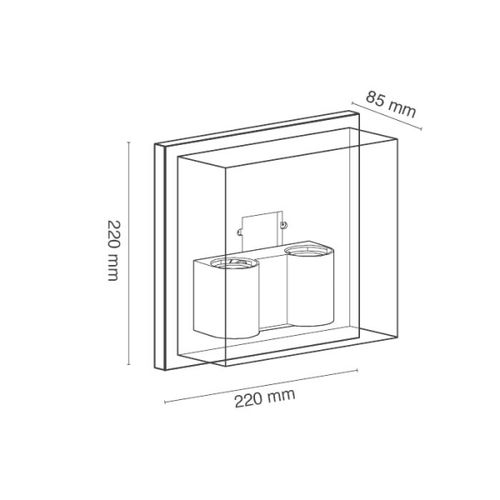 גוף "קוביה" CUBE מרובעת אפור E27 X 2 IP54 220X220 יורולוקס 
