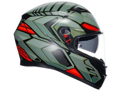 קסדה מלאה AGV K3 צבע DECEPT MATT שחור ירוק אדום - תקן ECE22.06                                 