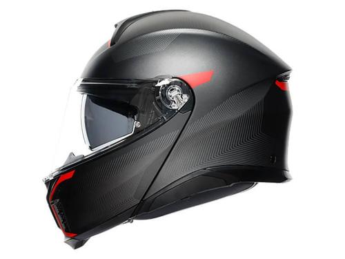 קסדה נפתחת AGV דגם TOURMODULAR צבע FREQUENCY MATT GUNMETAL/RED - תקן ECE 22.06