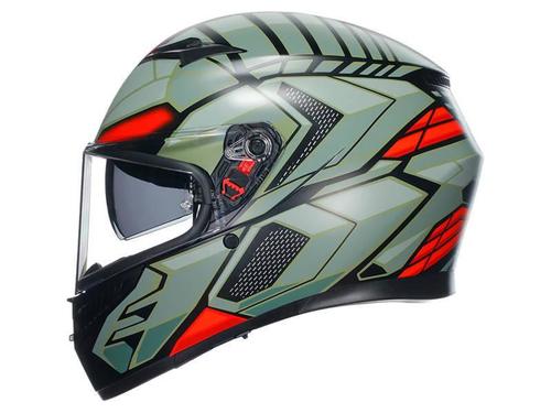 קסדה מלאה AGV K3 צבע DECEPT MATT שחור ירוק אדום - תקן ECE22.06                                 