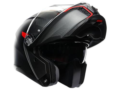 קסדה נפתחת AGV דגם TOURMODULAR צבע FREQUENCY MATT GUNMETAL/RED - תקן ECE 22.06