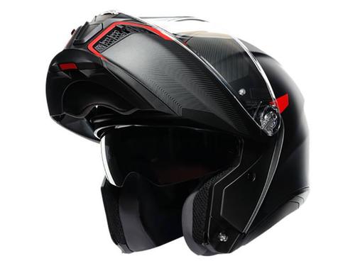 קסדה נפתחת AGV דגם TOURMODULAR צבע FREQUENCY MATT GUNMETAL/RED - תקן ECE 22.06