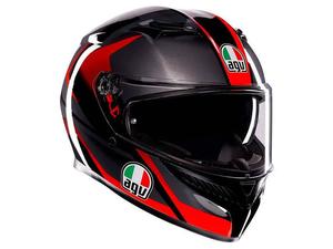 קסדה מלאה AGV K3 צבע STRIGA שחור אפור אדום - תקן ECE22.06