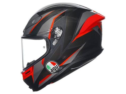 קסדה מלאה AGV דגם K6 S צבע SLASHCUT שחור אפור אדום - תקן ECE22.06