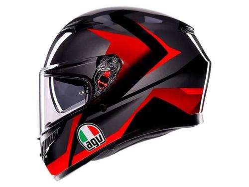 קסדה מלאה AGV K3 צבע STRIGA שחור אפור אדום - תקן ECE22.06