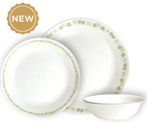 סט צלחות 18 חלקים קורנינג ספרינג בלוסום  | Corning Ware Spring Blossom Green