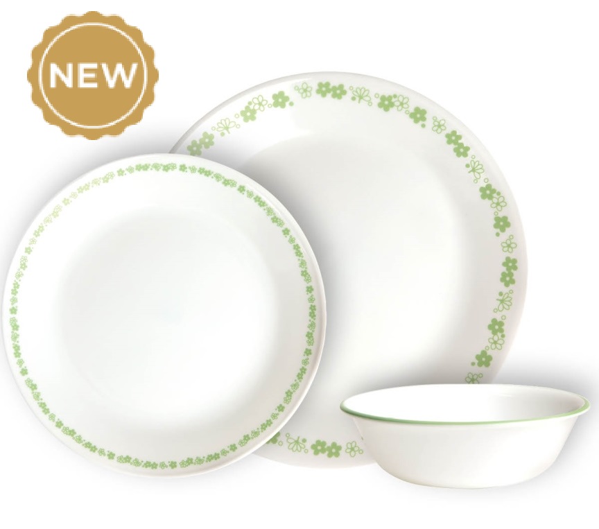 סט צלחות 18 חלקים קורנינג ספרינג בלוסום  | Corning Ware Spring Blossom Green