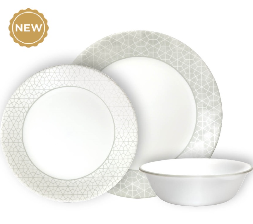 סט צלחות 18 חלקים, קורנינג נוקס | Corning Ware Knox