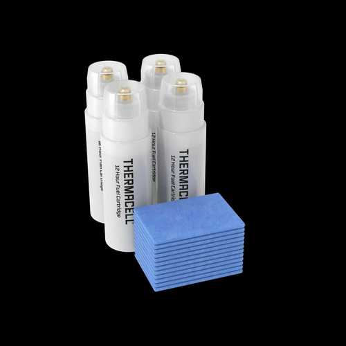 ערכת מילוי THERMACELL Max Life 48 שעות - 4 מיכלי גז ו-12 טבליות דחיית יתושים. מספקת 48 שעות הגנה רציפה מיתושים ללא כימיקלים או ריח. תואמת לכל מכשירי THERMACELL המופעלים בגז.
