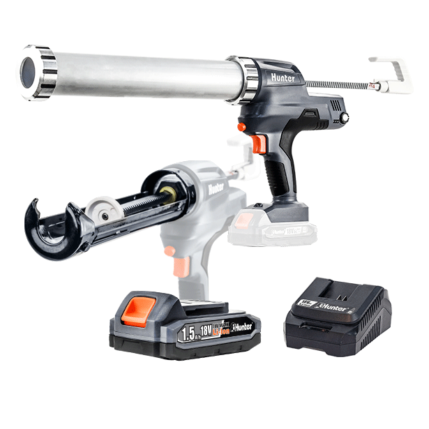 אקדח מרק וסיליקון נטען 18V סוללה 1.5Ah ומטען 3A Hunter 