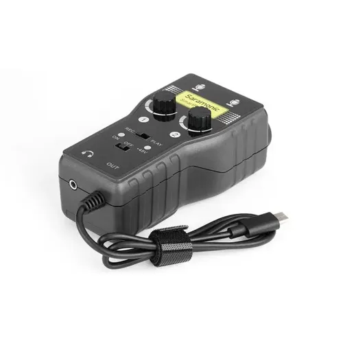 מתאם מיקרופון מקצועי כניסה כפולה חיבור USB-C דגם Saramonic SmartRig+ UC