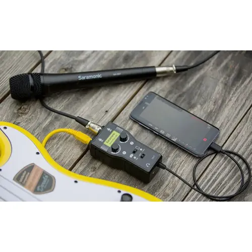 מתאם מיקרופון מקצועי כניסה כפולה חיבור USB-C דגם Saramonic SmartRig+ UC